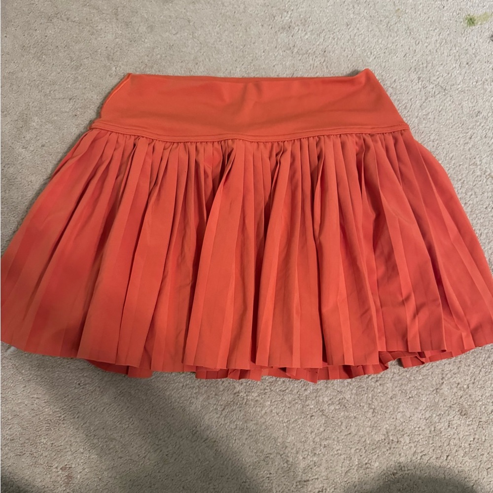 Aerie Orange Skater Mini Skirt with Pleats